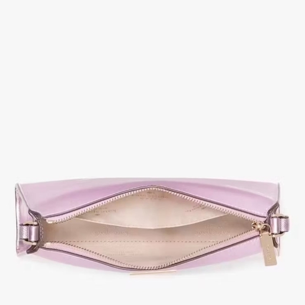 NWT Kate Spade Kenzie GLITTERED Patented Fabric In Quartz Pin Crossbody - Picture 4 of 9